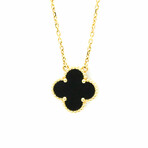 Van Cleef & Arpels // 18k Yellow Gold Vintage Alhambra Onyx Pendant Necklace // 14.56"-16.14" // Store Display