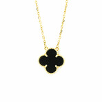 Van Cleef & Arpels // 18k Yellow Gold Vintage Alhambra Onyx Pendant Necklace // 14.56"-16.14" // Store Display