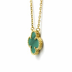Van Cleef & Arpels // 18k Yellow Gold Vintage Alhambra Malachite Pendant Necklace // 16.53"-18.11" // Store Display