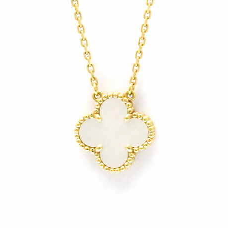 Van Cleef & Arpels // 18k Yellow Gold Vintage Alhambra Mother of Pearl Pendant Necklace // 14.56"-16.14" // Store Display