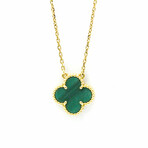 Van Cleef & Arpels // 18k Yellow Gold Vintage Alhambra Malachite Pendant Necklace // 16.53"-18.11" // Store Display
