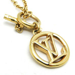 Louis Vuitton // Gold-Finish Metal Baby Ease Circle Charm Necklace // 18.5" // Store Display