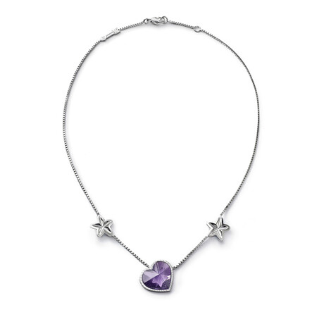 Baccarat Silver Star of My Heart Crystal Pendant Necklace // 16" // Purple