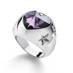 Baccarat Silver Star of My Heart Crystal Ring // Purple (Ring Size: 5)