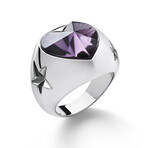 Baccarat Silver Star of My Heart Crystal Ring // Purple (Ring Size: 5)