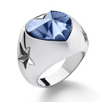 Baccarat Silver Star of My Heart Crystal Ring // Blue (Ring Size: 5)