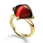 Baccarat Medicis Gold Vermeil Crystal Ring // Ring Size: 5.25 // Ruby Red