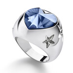 Baccarat Silver Star of My Heart Crystal Ring // Blue (Ring Size: 5)