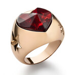 Baccarat Gold Vermeil Star of My Heart Crystal Ring // Ruby Red (Ring Size: 4.75)