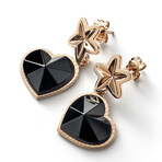 Baccarat Gold Vermeil Star of My Heart Crystal Dangle Earrings // Black