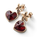 Baccarat Gold Vermeil Star of My Heart Crystal Dangle Earings // Ruby Red