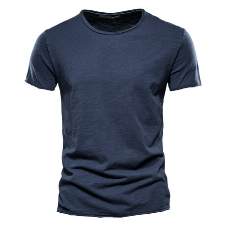 Solid Crewneck Short Sleeve T-Shirt // Navy Blue (XS)