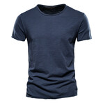 Solid Crewneck Short Sleeve T-Shirt // Navy Blue (XL)