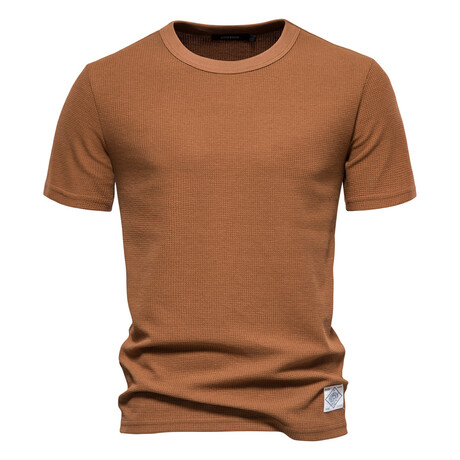 Waffled Crewneck Short Sleeve T-Shirt // Brown (XS)