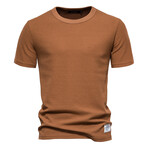 Waffled Crewneck Short Sleeve T-Shirt // Brown (XL)