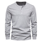 Solid Henley Long Sleeve T-Shirt // Light Gray (M)