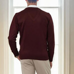 V-Neck Knitted Sweater // Burgundy (M)
