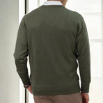 V-Neck Knitted Sweater // Green (M)