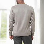 V-Neck Knitted Sweater // Light Gray (M)