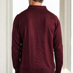 Polo Collar Knitted Sweater // Burgundy (M)