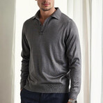 Polo Collar Knitted Sweater // Anthracite (M)