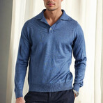 Polo Collar Knitted Sweater // Indigo (M)