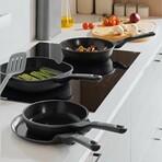 BergHOFF Leo Stone+ 5pc Nonstick Ceramic Specialty Pan Set with Turner, Recycled