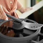 BergHOFF Leo Stone+ Nonstick Ceramic 11" Wok Pan with Lid 4.6qt, Recycled