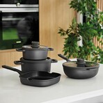 BergHOFF Leo Stone+ Nonstick Ceramic 11" Wok Pan with Lid 4.6qt, Recycled