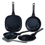 BergHOFF Leo Stone+ 5pc Nonstick Ceramic Specialty Pan Set with Turner, Recycled