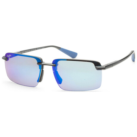 Maui Jim // Laulima Men's MJ0656SA-001 // Black + Blue Hawaii Mirror