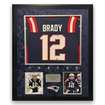 Tom Brady // New England Patriots // Autographed Jersey + Framed w/ Commemorative Championship Rings