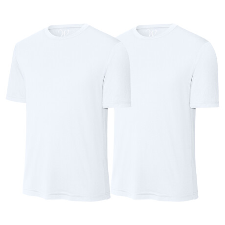 Pack of 2 // Perform Basics Dri-Tech T-Shirts // White + White (S)