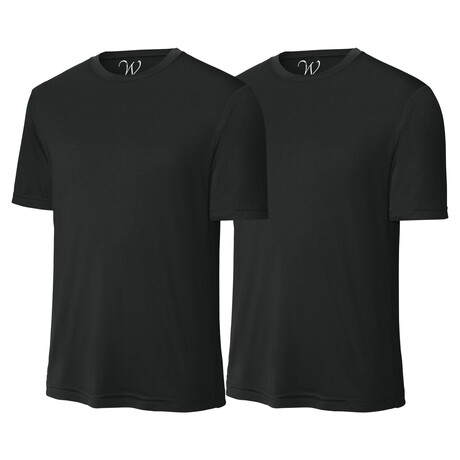 Pack of 2 // Perform Basics Dri-Tech T-Shirts // Black + Black (S)