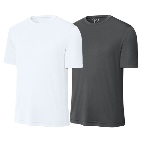 Pack of 2 // Perform Basics Dri-Tech T-Shirts // White + Charcoal (S)