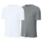 Pack of 2 // Perform Basics Dri-Tech T-Shirts // White + Concrete Gray (2XL)