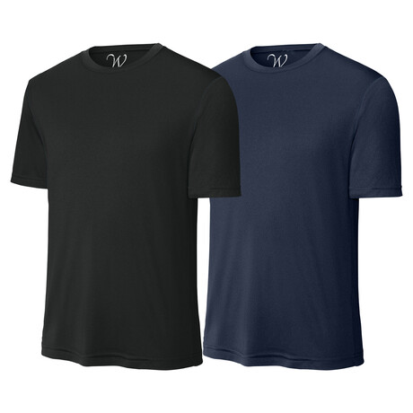 Pack of 2 // Perform Basics Dri-Tech T-Shirts // Black + Navy (S)