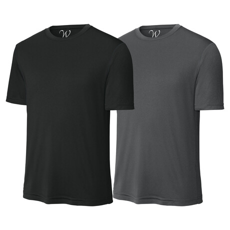 Pack of 2 // Perform Basics Dri-Tech T-Shirts // Black + Charcoal (S)