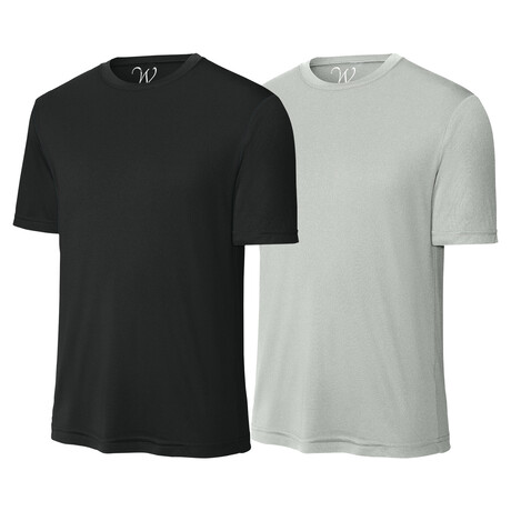 Pack of 2 // Perform Basics Dri-Tech T-Shirts // Black + Silver (S)