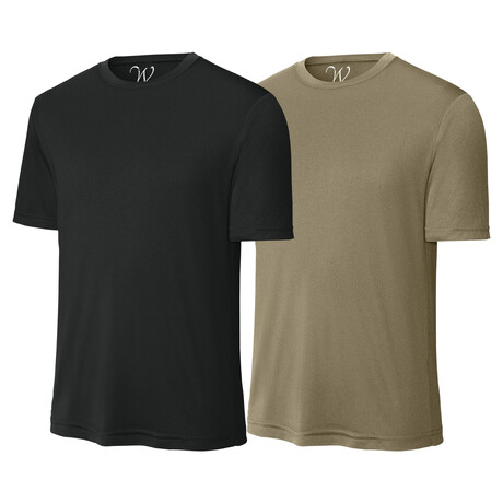 Pack of 2 // Perform Basics Dri-Tech T-Shirts // Black + Brown (S)