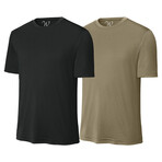 Pack of 2 // Perform Basics Dri-Tech T-Shirts // Black + Brown (L)