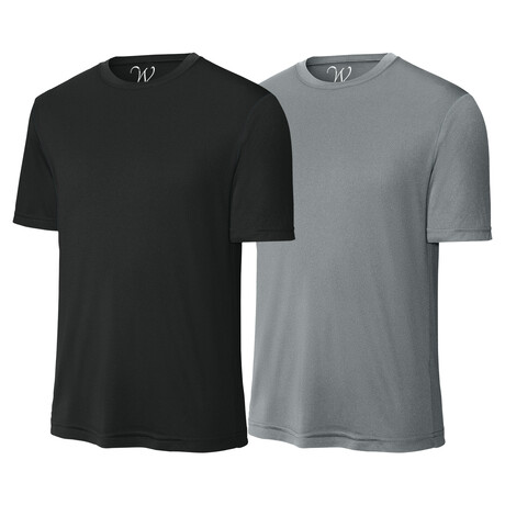 Pack of 2 // Perform Basics Dri-Tech T-Shirts // Black + Concrete Gray (S)
