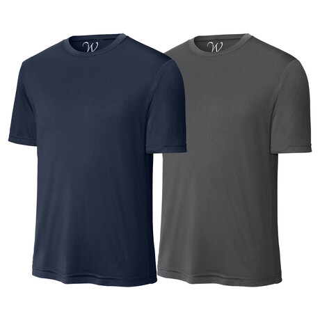 Pack of 2 // Perform Basics Dri-Tech T-Shirts // Navy + Charcoal (S)