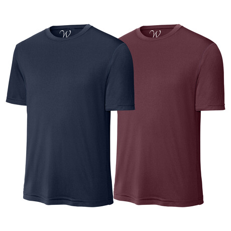 Pack of 2 // Perform Basics Dri-Tech T-Shirts // Navy + Maroon (S)
