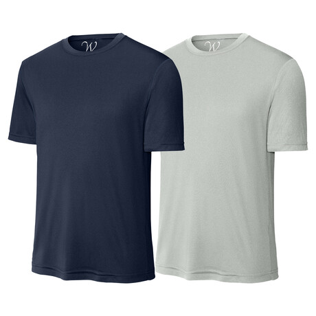 Pack of 2 // Perform Basics Dri-Tech T-Shirts // Navy + Silver (S)