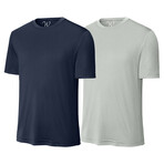 Pack of 2 // Perform Basics Dri-Tech T-Shirts // Navy + Silver (L)