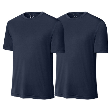 Pack of 2 // Perform Basics Dri-Tech T-Shirts // Navy + Navy (S)