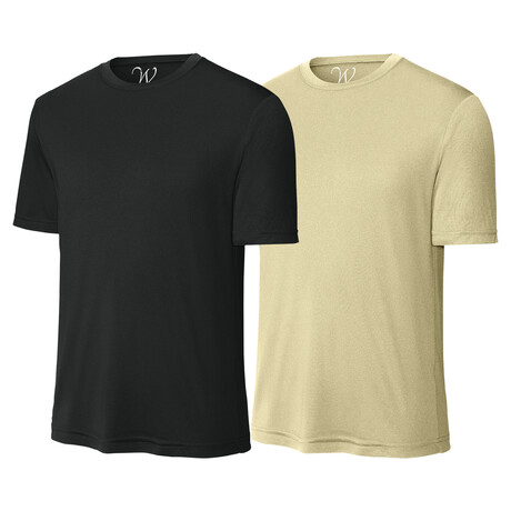 Pack of 2 // Perform Basics Dri-Tech T-Shirts // Black + Vegas Gold (S)