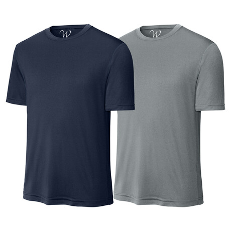 Pack of 2 // Perform Basics Dri-Tech T-Shirts // Navy + Concrete Gray (S)