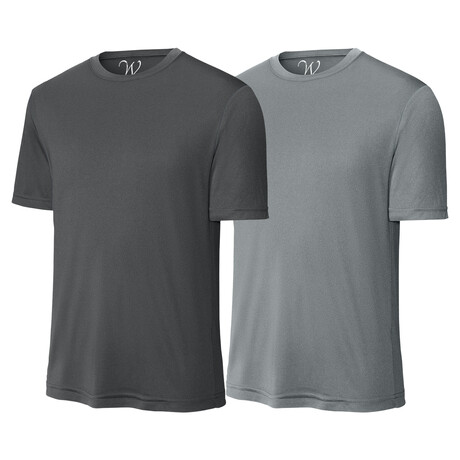 Pack of 2 // Perform Basics Dri-Tech T-Shirts // Charcoal + Concrete Gray (S)